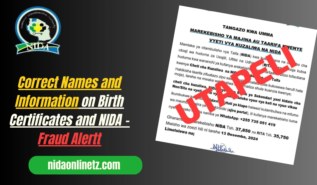 Correct Names and Information on Birth Certificates and NIDA – Fraud Alert
